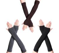 3 Paia Di Guanti Lunghi A Maglia, Guanti Senza Dita, Guanti Semplici Semplici, Maniche Calde Per La Protezione Solare, Guanti Morbidi