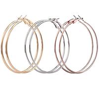 3 Paia di Orecchini a Cerchio da Donna Orecchini a Cerchio esagerati con Anello Semplice per l'orecchio Clever Treatment