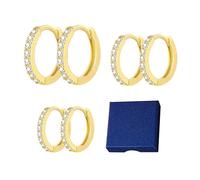 3 Paia Di Orecchini A Cerchio E 1 Portagioie, Orecchini Con Strass, Orecchini Geometrici, Orecchini Semplici E Alla Moda, Gioielli Da Donna