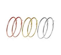 3 Paia Di Orecchini a Cerchio Grandi Orecchini a Cerchio In Acciaio Inossidabile Argento Placcato Oro Rosa Placcato In Oro Orecchie Sensibili Per Donne e Ragazze (Set Di 3 Colori) （10 Cm）