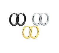 3 Paia di Orecchini a Cerchio in Acciaio Inossidabile Nero Argento Oro Nero per Uomo Donna, 10mm 12mm 14mm 10mm creativi e utili Practical Treatment