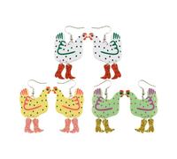 3 paia di orecchini a forma di gallo, orecchini in acrilico, divertenti a pois, regali strani, orecchini, regali divertenti, orecchini a cartoni animati, adatti per compleanni, feste in maschera,