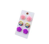 3 paia di orecchini a forma di rosa in acrilico - Delicati orecchini floreali per lo stile elegante di tutti i giorni delle donne(Style10)