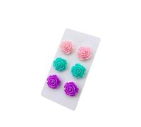 3 paia di orecchini a forma di rosa in acrilico - Delicati orecchini floreali per lo stile elegante di tutti i giorni delle donne(Style8)