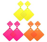3 paia di orecchini al neon anni '80, orecchini retrò, orecchini pendenti quadrati anni '80 per donne e ragazze, accessori per feste cosplay
