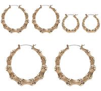 3 paia di orecchini di bambù alla moda orecchini a cerchio in stile bambù tono oro Orecchini a cerchio esagerato squisito