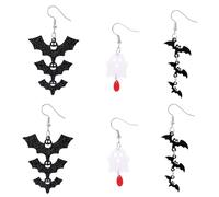 3 Paia di Orecchini di Halloween per Donne e Uomini, Graziosi Orecchini Pendenti a Forma Fantasma Piccoli e Grandi Pipistrelli Gioielli Spettrali Halloween per Feste Costumi Accessori Vacanze Regalo