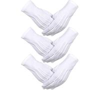 3 Paia Guanti di Cotone Nylon Bianco Parata Costume per la Polizia Formale Smoking Onore Guardia e Occasioni Speciali (3 cuciture design)