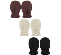 3 Paia Guanti Invernali per Neonati Muffole in Pile Guanti Caldi per Bambini (Beige, Kaki, Nero, 6-18 Mesi)