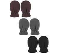 3 Paia Guanti Invernali per Neonati Muffole in Pile Guanti Caldi per Bambini (Nero, Caffè, Grigio, 0-6 Mesi)