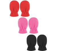3 Paia Guanti Invernali per Neonati Muffole in Pile Guanti Caldi per Bambini (Nero, Rosso, Rosa Rossa, 0-6 Mesi)