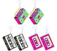 3 Paia Orecchini Al Neon,Orecchini Donna Neon,Orecchini Fluo,Orecchini Anni 80,Orecchini Anni 80 Donna,Adatto per Feste Anni '80 E '90, Carnevale, Accessori per Costumi da Discoteca/A