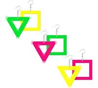 3 Paia Orecchini Al Neon,Orecchini Donna Neon,Orecchini Fluo,Orecchini Anni 80,Orecchini Anni 80 Donna,Adatto per Feste Anni '80 E '90, Carnevale, Accessori per Costumi da Discoteca/D