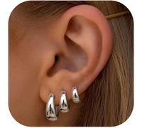 3 Paia Orecchini Cerchio Donna Orecchini Cerchio Oro Placcato 14K Orecchini Cerc