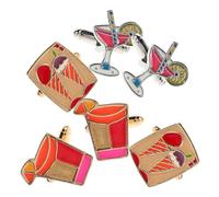 3 Paia Set di 3 Coppie di Cufflinks Bevande Moda, in Lega | Design Gelato, Succo e Cocktail, per Feste e Occasioni Formali, Accessorio Raffinato e Giocoso