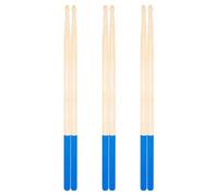 3 Paia Stecchette da Tamburo 5a in Legno Antiscivolo | Colore Blu, Adatte a Adulti, per Esercizio e Interpretazione, Set da Tre Paia