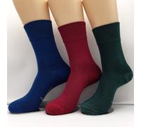 3 Paio Donna Bambù Calzini Senza Gomma Comode Orlo Morbido Rosso Blu Verde 35 A