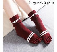 3 Paio Donna lungo Calzini Punta Misto Cotone Righe Cinque Dita Calzini Calze