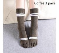 3 Paio Donna lungo Calzini Punta Misto Cotone Righe Cinque Dita Calzini Calze