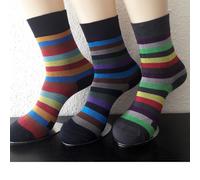 3 Paio Sorbtek Bambù Calze senza Elastico Orlo Morbido Righe Colorato 35 Bis 42