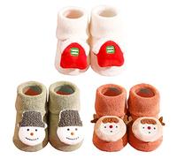 3 Paires Chaussettes Antidérapantes Enfant, Chaussette Bebe pour Garcon et Femmes, Antiderapante Bebe Coton Chaussette, Chaussette Pantoufle pour 0-36 Mois Bébé Filles Garçons Non Glissemen (B, S)
