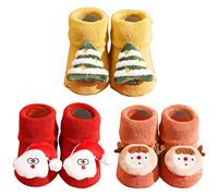 3 Paires Chaussettes Antidérapantes Enfant, Chaussette Bebe pour Garcon et Femmes, Antiderapante Bebe Coton Chaussette, Chaussette Pantoufle pour 0-36 Mois Bébé Filles Garçons Non Glissemen (A, M)