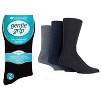 3 PAIRS Sock Shop - Calzini da uomo in cotone per diabetici Gentle Grip a nido d'ape, non elastici, taglia 39-46, Misto scuro, 6-11