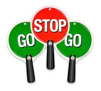3 Palette Segnaletiche Stop & Go Per Bambini - 22,5 × 14 cm, Da 1 Anno | Set Da 3 Cartelli Stradali Giocattolo A Due Facce - Rossi E Verdi, Per Sicurezza Stradale, Scuola E Giochi Del Vigile
