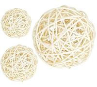 3 palline bianche in rattan di vimini grandi, 60-100 mm, palline decorative per ciotole, riempitivi per vasi, decorazioni per tavolini da caffè, decorazioni per feste di nozze, colore bianco, 6 cm, 7