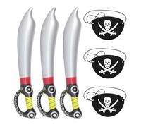 3 Palloncini con Coltello da Pirata E 3 Maschere per Occhi da Pirata, Oggetti di Scena per Cosplay, Giocattoli per Feste, Accessori per Costumi da Festa