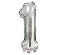 3 Palloncini Mylar decorazione feste compleanno party 3 x Numero 1, Argento ...