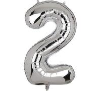 3 Palloncini Mylar decorazione feste compleanno party 3 x Numero 2, Argento ...