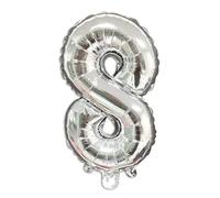 3 Palloncini Mylar decorazione feste compleanno party 3 x Numero 8, Argento ...