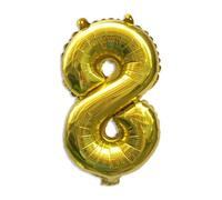 3 Palloncini Mylar decorazione feste compleanno party 3 x Numero 8, Oro 80 Cm