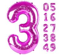 3 palloncini viola rosato, numero 101 cm, decorazioni per 3° compleanno per bambini, ragazze, donne, forniture per feste per decorazioni per feste, palloncino numero 3.