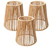 3 paralumi in rattan, diametro 14,5 cm, paralume in vimini, paralume in bambù, alta trasmissione della luce, per lampada da tavolo, lampada da terra, lampada da parete