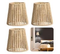 3 paralumi in rattan naturale Boho, paralume da soffitto E27 con design intrecciato, paralume Boho per lampada pendente e applique altezza 14 cm, compatibile con E27
