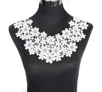 3 Pc Black Flower Neckline Collar Lace Applique Fabric For Apparel Sewing On Home Textiles For Dress Scrapbooking(Color 1)