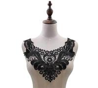 3 Pc Black Flower Neckline Collar Lace Applique Fabric For Apparel Sewing On Home Textiles For Dress Scrapbooking(Color37)