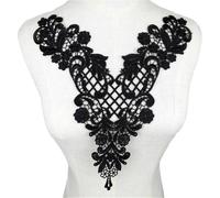 3 Pc Black Flower Neckline Collar Lace Applique Fabric For Apparel Sewing On Home Textiles For Dress Scrapbooking(Color20)