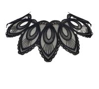 3 Pc Black Flower Neckline Collar Lace Applique Fabric For Apparel Sewing On Home Textiles For Dress Scrapbooking(Color16)