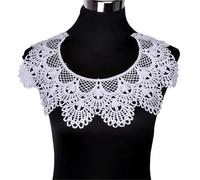 3 Pc Black Flower Neckline Collar Lace Applique Fabric For Apparel Sewing On Home Textiles For Dress Scrapbooking(Color22)