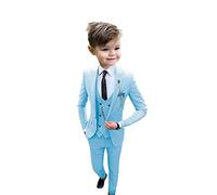 3 PC One Button Ragazzi smoking Peak risvolto abito formale giacca gilet pantaloni set ragazzo vestito per matrimonio, Azzurro, 6 Anni