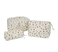 3 pc palmare trucco borsa fiore stampa cosmetica penna viaggio lavaggio grande capacità articoli da toeletta stoccaggio, Piccolo Orso Huahua, A01, Bellezza di massa