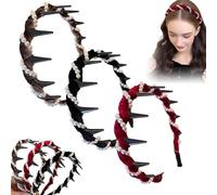 3 PCS 2025 nuove eleganti Cerchietto per capelli vintage con perle artificiali di cranio alto, Headband with Teeth, Fashion Hair Accessories Non Slip Hairbands for Girl