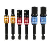3 PCS Adattatore per Bussola, 1/4", 1/2", 3/8", Adattatori Professionali per Trapani e Avvitatori, Robusti e Versatili per Fai da Te e Riparazioni (6, Nero)