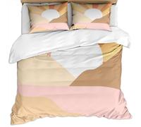 3 Pcs Biancheria Da Letto Set 3D Le Calde Colline Illuminano La Semplice Trama Delle Linee Del Mattino, Copripiumino Con Cerniera, Per Bambini Ragazzo Ragazza, Poliestere (Copripiumino Matrimoniale