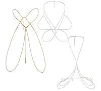 3 pcs Catena del Corpo del Bikini, RosyFate Catena per Bikini da Spiaggia, Sexy Pancia Vita Catena, Donne Bikini Corpo Catena, Catena del Ventre, Catena del Corpo Boho, Catena di Cintura