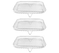 3 Pcs Cestello per Friggitrice ad Aria, 20cm Cestello per Friggitrice ad Aria Impilabile Cestello per Disidratatore in Acciaio Inox Accessori per Friggitrice ad Aria Vassoio(Square)