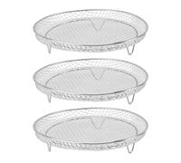 3 Pcs Cestello per Friggitrice ad Aria, 20cm Cestello per Friggitrice ad Aria Impilabile Cestello per Disidratatore in Acciaio Inox Accessori per Friggitrice ad Aria Vassoio(Circular)